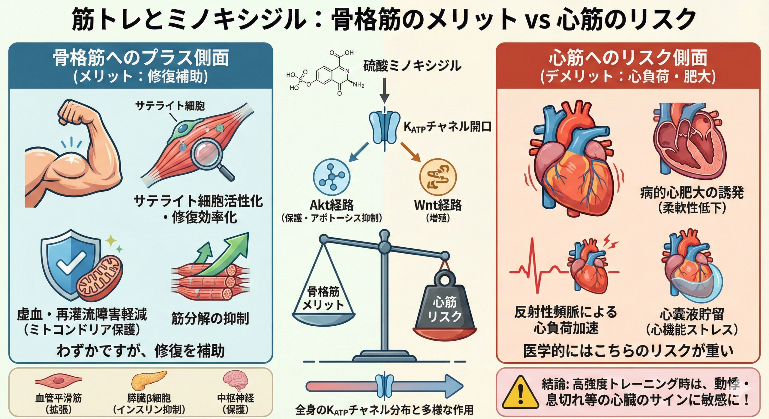 筋トレとミノキシジル：骨格筋のメリットvs心筋へのリスク