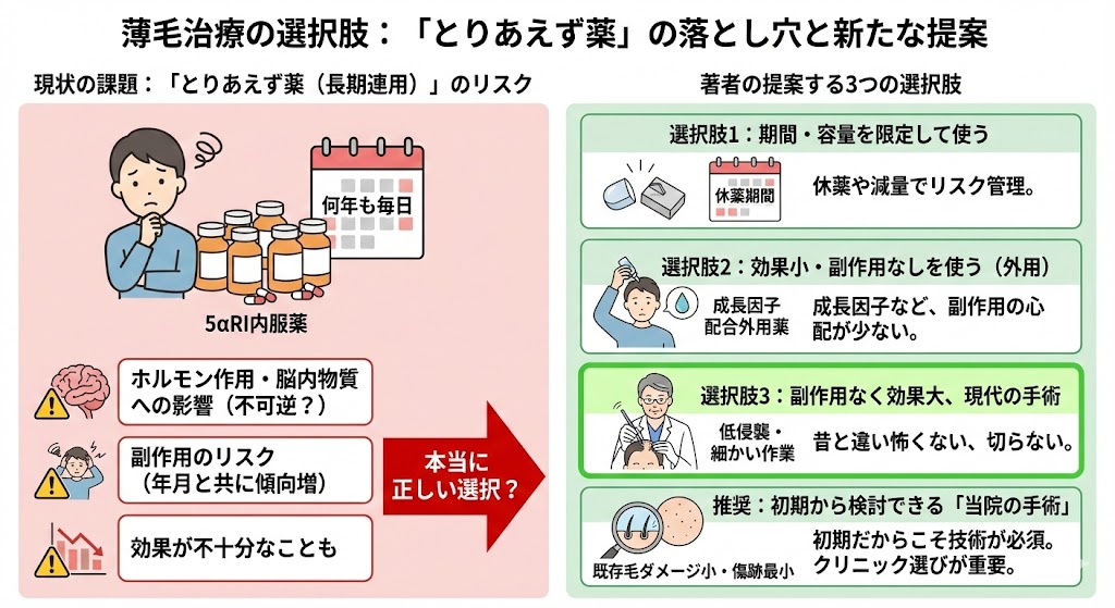 薄毛治療の選択肢：「とりあえず薬」の落とし穴と新たな提案